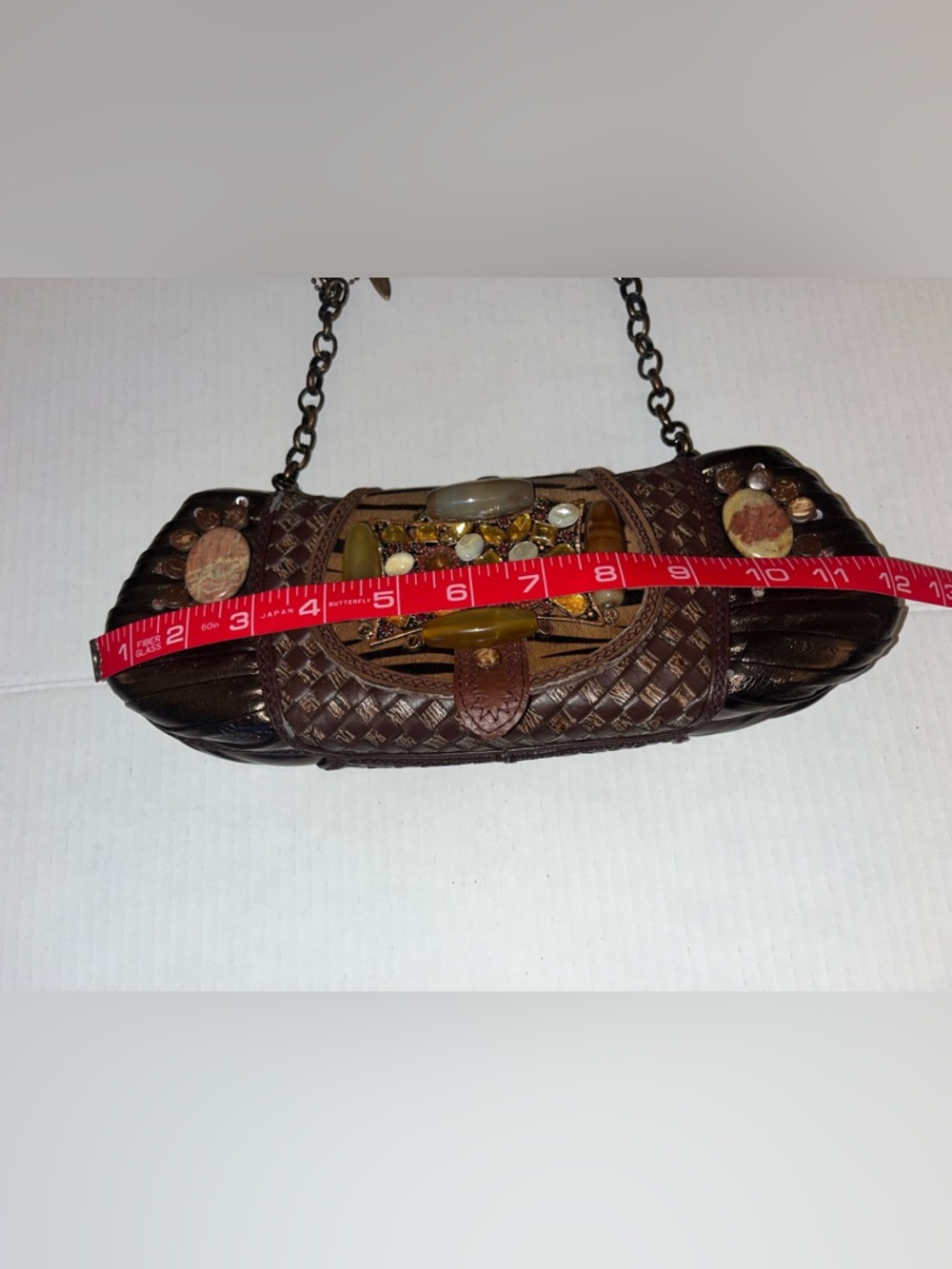 Vintage Mary Frances Brown Embellished Shoulder Bag with Stone Accents - Picture 10 of 11
